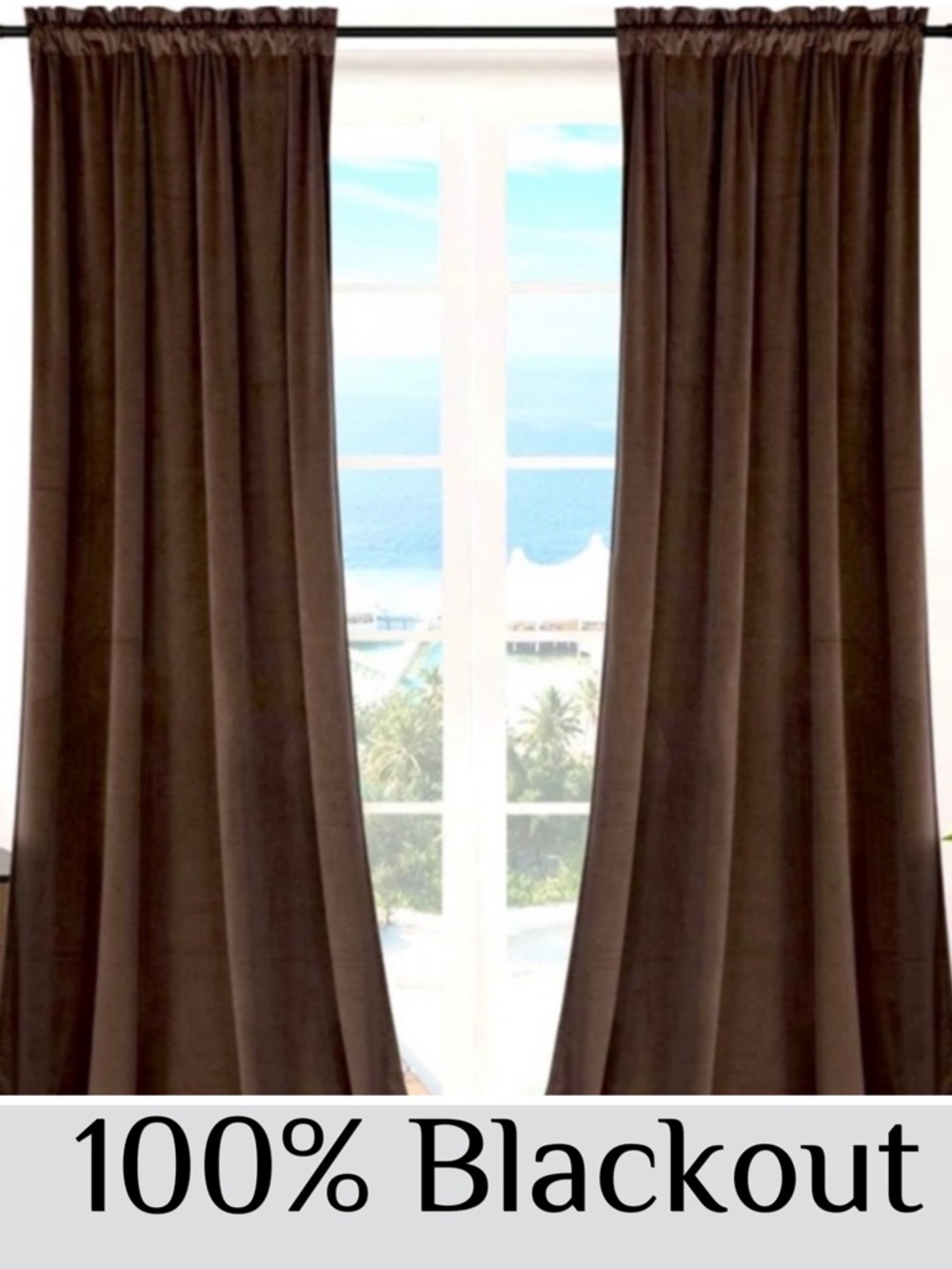 NWT Exclusive Fabrics Signature Brown Velvet Blackout Curtains 2 Panels 84